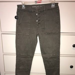 American Eagle Army Green Skinny Jeans